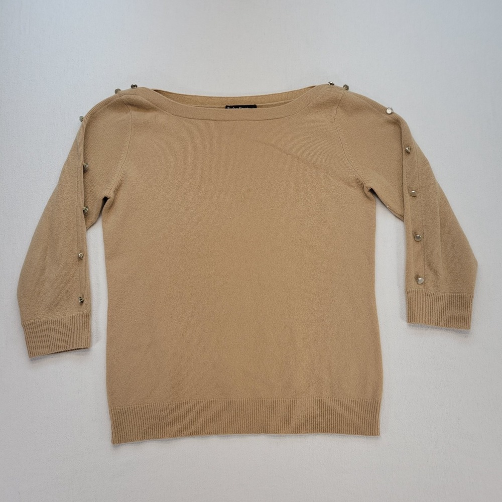 Evelyn Grace Cashmere Womens‎ Sweater Medium Brown Luxury Preppy Boat Neck